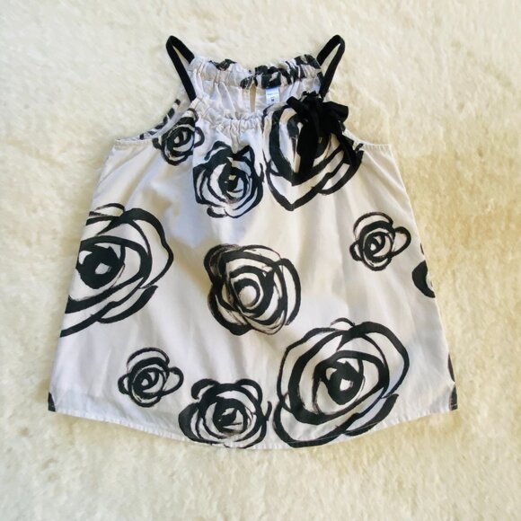 2/$18🌴 GAP Factory Kids Tank w/Black Abstract Flowers Girl's Size M (7-8) Cotton - Picture 1 of 10